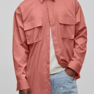 Mode of One Men's Long Sleeve Button Front Utility Shirt Sunbaked Clay Size L